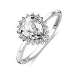 Zilveren ring druppel zirkonia halo