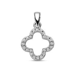 Zilveren hanger geluksklaver zirkonia