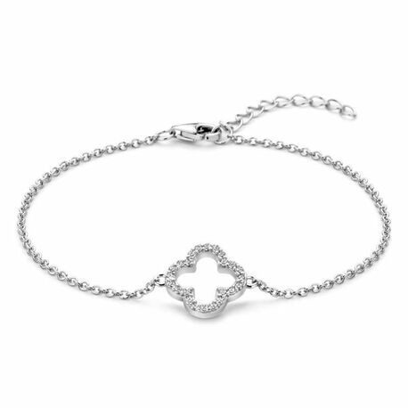 Zilver armband bloem zirkonia