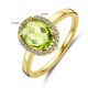 Geelgouden ring peridot en diamant 0.10ct