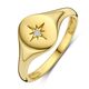 Gouden ring rond met zirkonia