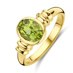 Geelgouden ring met peridot 9 mm