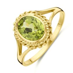 Geelgouden ring koord met peridot