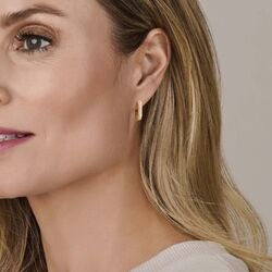 Geelgouden oorringen paperclip met zirkonia