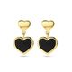 Gouden oorhangers onyx hart