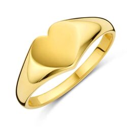 Geelgouden zegelring hart 7,5