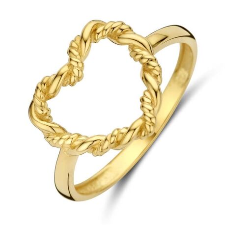 Gouden ring met hart in vluchtpatroon
