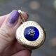 Vintage 14k gouden medaillon blauw glas roos diamanten