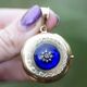 Vintage 14k gouden medaillon blauw glas roos diamanten