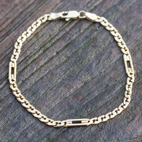 Vintage 14k gouden armband figaro schakel 19,5 cm