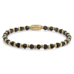 Rebel & Rose armband Mix Glass Rocks Black Leopard Gold 4 mm