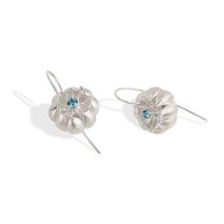 Bruno da Rocha zilveren hanger bloemknop sky blue topaas aan collier