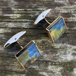 Vintage gouden manchetknopen met Labradoriet