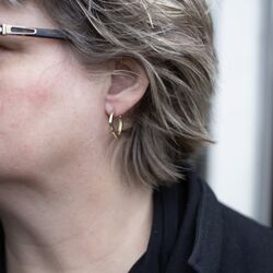 Verguld zilveren oorringen a-symetrische vorm