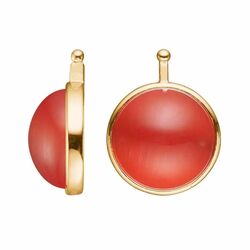 Heide Heinzendorff aanhangers oranje rode Cat eye verguld zilver