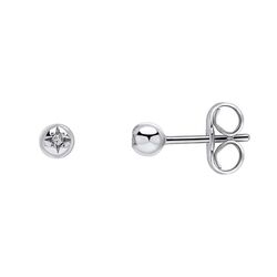 D for Diamond zilveren oorsteker met diamantje