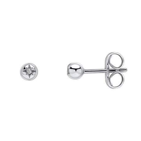 D for Diamond zilveren oorsteker met diamantje