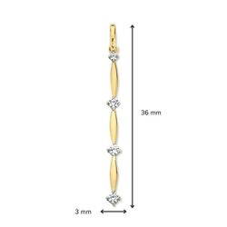Excellent Jewelry gouden smalle lange vertikale hanger zirkonia