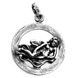 Zilveren hanger sterrenbeeld maagd in ring Raspini