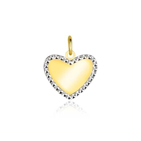 ZINZI Gold 14 krt gouden hart hanger 10 mm bicolor