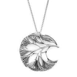 Zilveren collier ronde hanger bladeren Ginkgo van GL Timeless