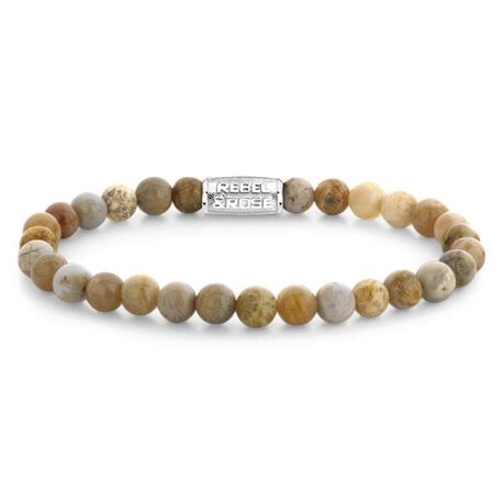 Rebel & Rose armband Desert Storm 6 mm beige agaat