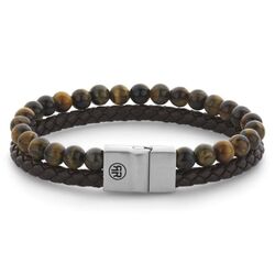 Rebel & Rose armband Full Metal Combo 12mm Tiger Lily leather and bead