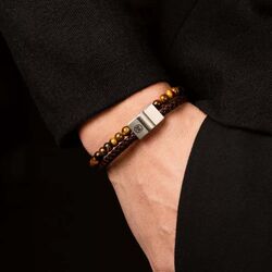 Rebel & Rose armband Full Metal Combo 12mm Tiger Lily leather and bead