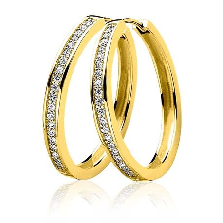 ZINZI vergulde oorringen 28 x 3 mm zirkonia ZIO193Y
