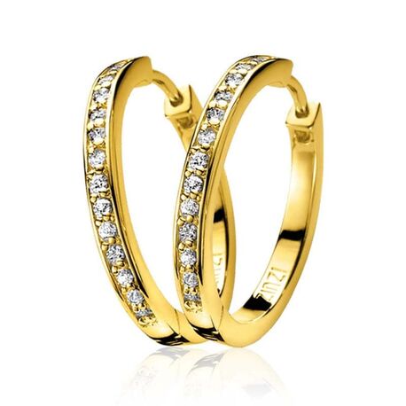 ZINZI verguld zilveren creolen zirkonia 24 mm Zio192Y
