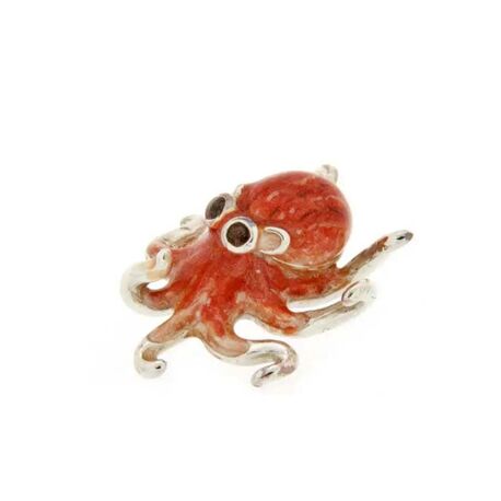 Saturno zilveren octopus oranje rood emaille