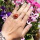 Vintage 14krt gouden ring met bloedkoraal