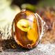 Vintage 14krt roségouden ring barnsteen