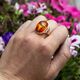 Vintage 14krt roségouden ring barnsteen