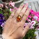 Vintage 14krt roségouden ring barnsteen