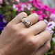 Vintage 14krt tricolor gouden ring briljanten en parels