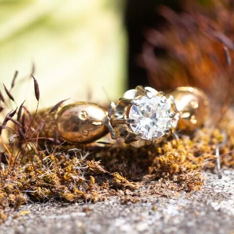 Vintage 18krt gouden slangenring 0.30crt diamant