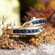 Vintage 14krt gouden slangenring met saffier en diamant