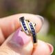 Vintage 14krt gouden slangenring met saffier en diamant