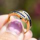 Vintage 14krt gouden slangenring met saffier en diamant
