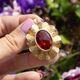 Vintage 14krt gouden hanger/broche oranje saffier