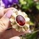 Vintage 14krt gouden hanger/broche oranje saffier