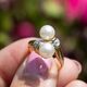 Vintage 18krt ring parels en diamant
