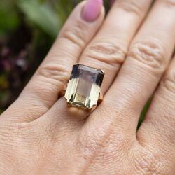 Vintage 9krt ring met kwarts