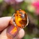 Vintage 14krt roségouden ring barnsteen