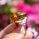 Vintage 14krt roségouden ring barnsteen