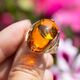 Vintage 14krt roségouden ring barnsteen