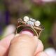 Vintage 14krt tricolor gouden ring briljanten en parels