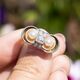 Vintage 14krt tricolor gouden ring briljanten en parels