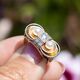 Vintage 14krt tricolor gouden ring briljanten en parels